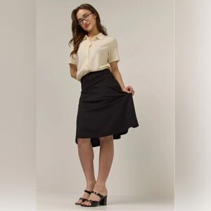 Wool& Helena Classic Black A-Line Women's midi Skirt